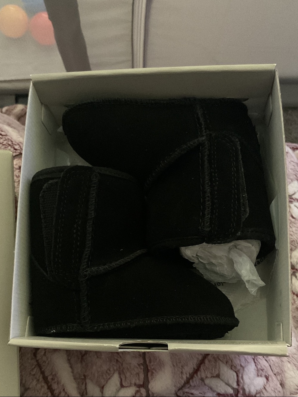 UGG Black Infant Booties with Hook-and-Loop Strap